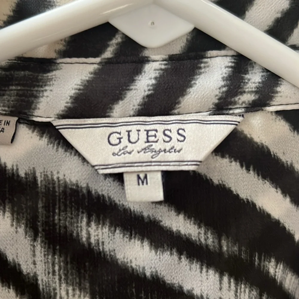 Guess Black and White Striped Women's sheer blouse - Picture 3 of 3